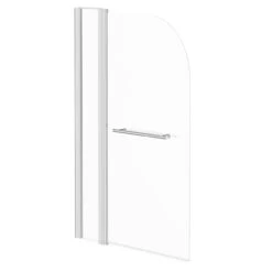 Polished Chrome 985mm Extended Rounded Corner Bath Shower Screen With Towel Rail