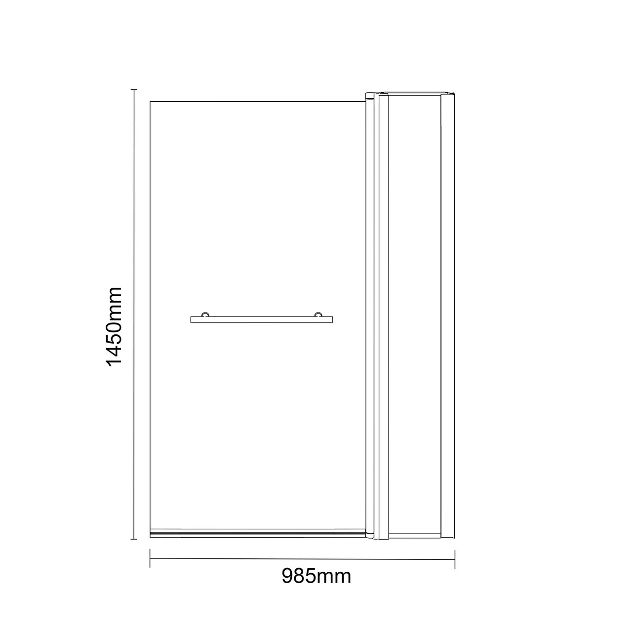 Polished Chrome 985mm Extended Square Corner Bath Shower Screen With Towel Rail - Image 4
