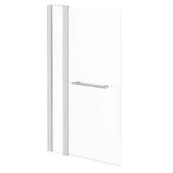 Polished Chrome 985mm Extended Square Corner Bath Shower Screen With Towel Rail