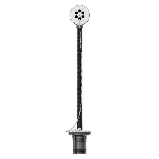 Polished Chrome Bath Waste And Overflow With Brass Plug And Ball Chain - Image 2