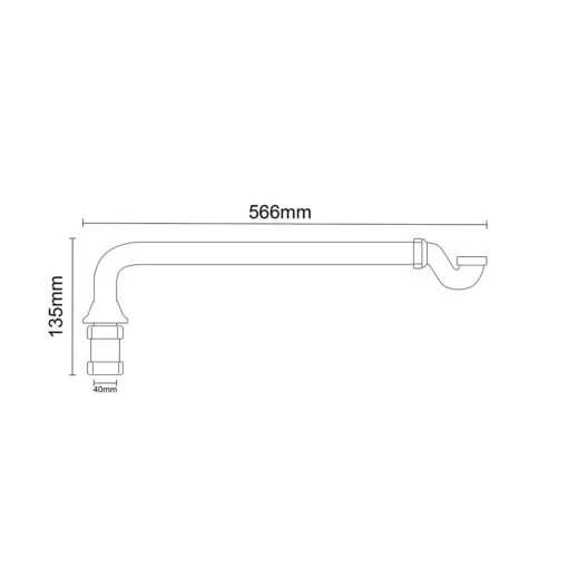 Windsor. Polished Chrome Exposed Shallow Bath Trap And Pipe - Image 2