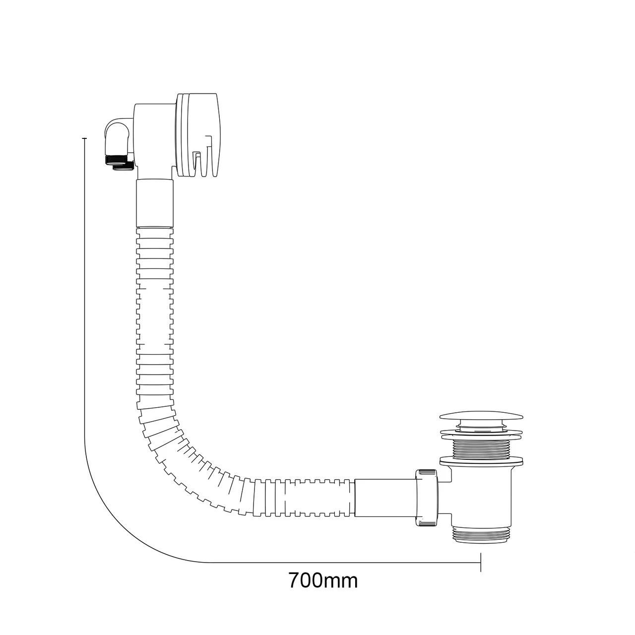 Polished Chrome Free Flow Bath Filler With Push Waste And Overflow - Image 4