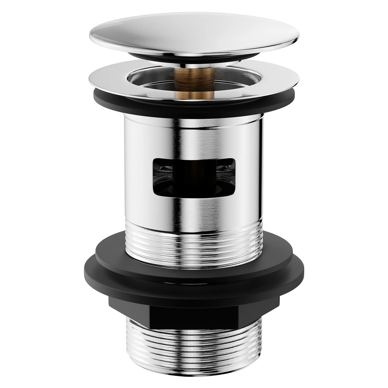 Polished Chrome Moon Cap Slotted Click Clack Basin Waste - Image 2