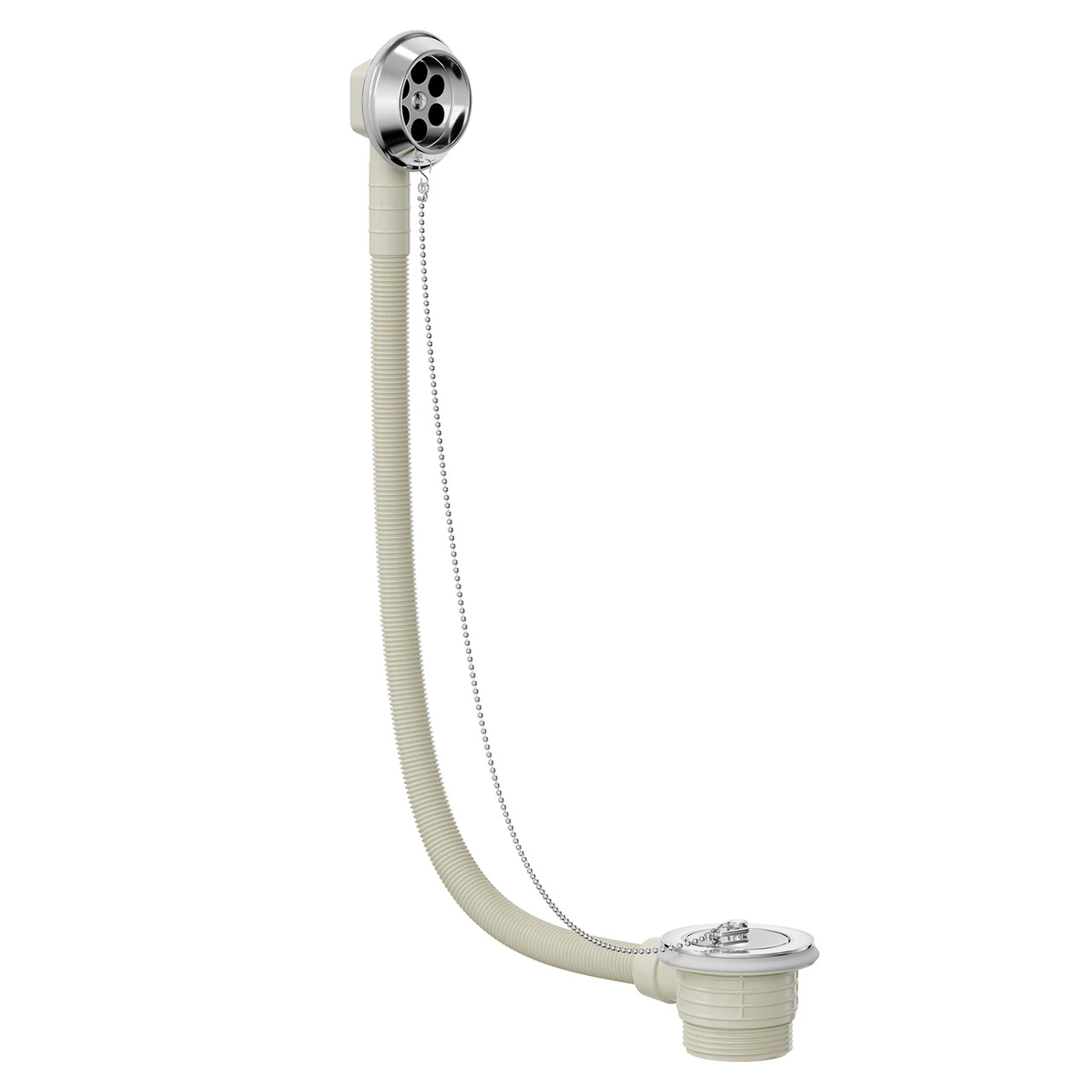 Polished Chrome Retainer Bath Waste And Overflow With Brass Plug And Ball Chain - Image 3