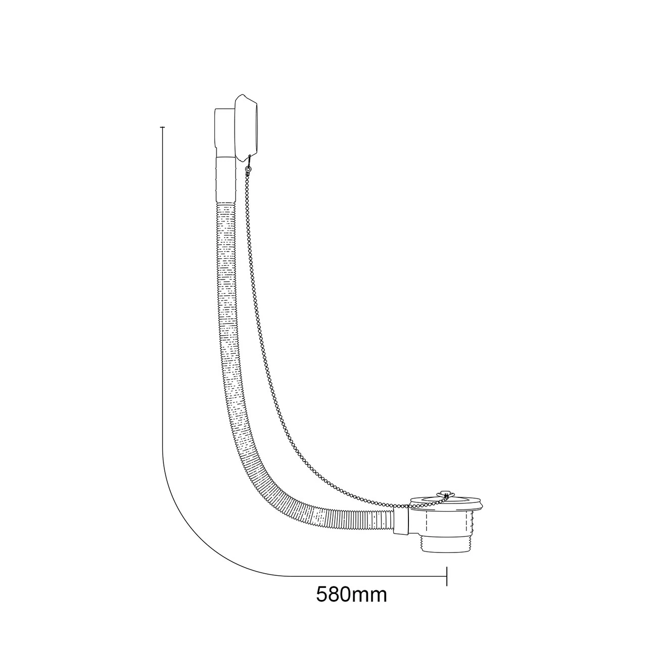 Polished Chrome Retainer Bath Waste And Overflow With Brass Plug And Ball Chain - Image 6