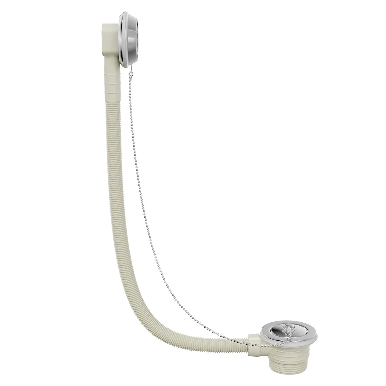 Polished Chrome Retainer Bath Waste And Overflow With Brass Plug And Ball Chain - Image 4