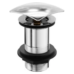 Polished Chrome Square Cap Unslotted Click Clack Basin Waste