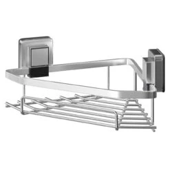 PushLoc Polished Chrome Wall Mounted Corner Basket