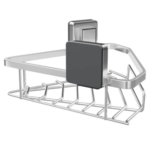 PushLoc Polished Chrome Wall Mounted Corner Basket - Image 4