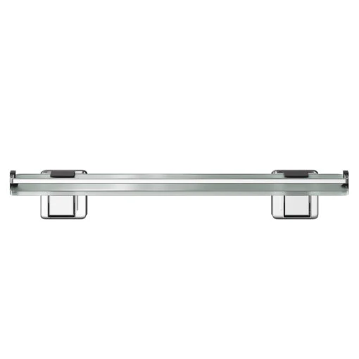 PushLoc Polished Chrome And Glass Wall Mounted Vanity Shelf - Image 2
