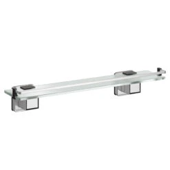 PushLoc Polished Chrome And Glass Wall Mounted Vanity Shelf -Bathroom Accessories Store pushloc polished chrome wall mounted vanity shelf left 20901.1652444787