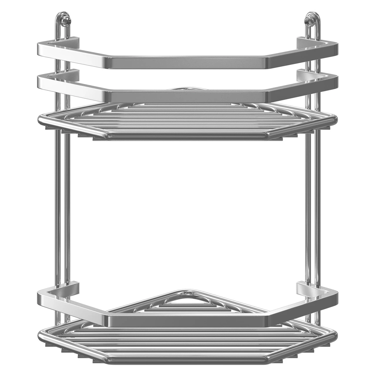 Selena Polished Chrome 2 Tier Wall Mounted Corner Basket - Image 2