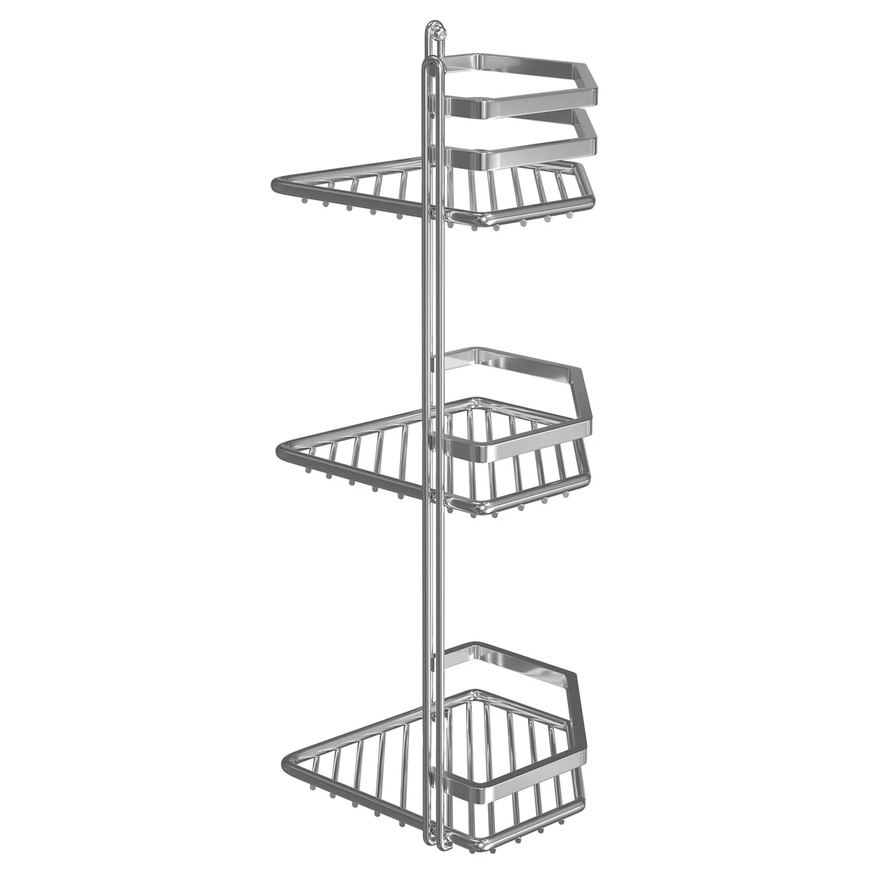 Selena Polished Chrome 3 Tier Wall Mounted Corner Basket - Image 4