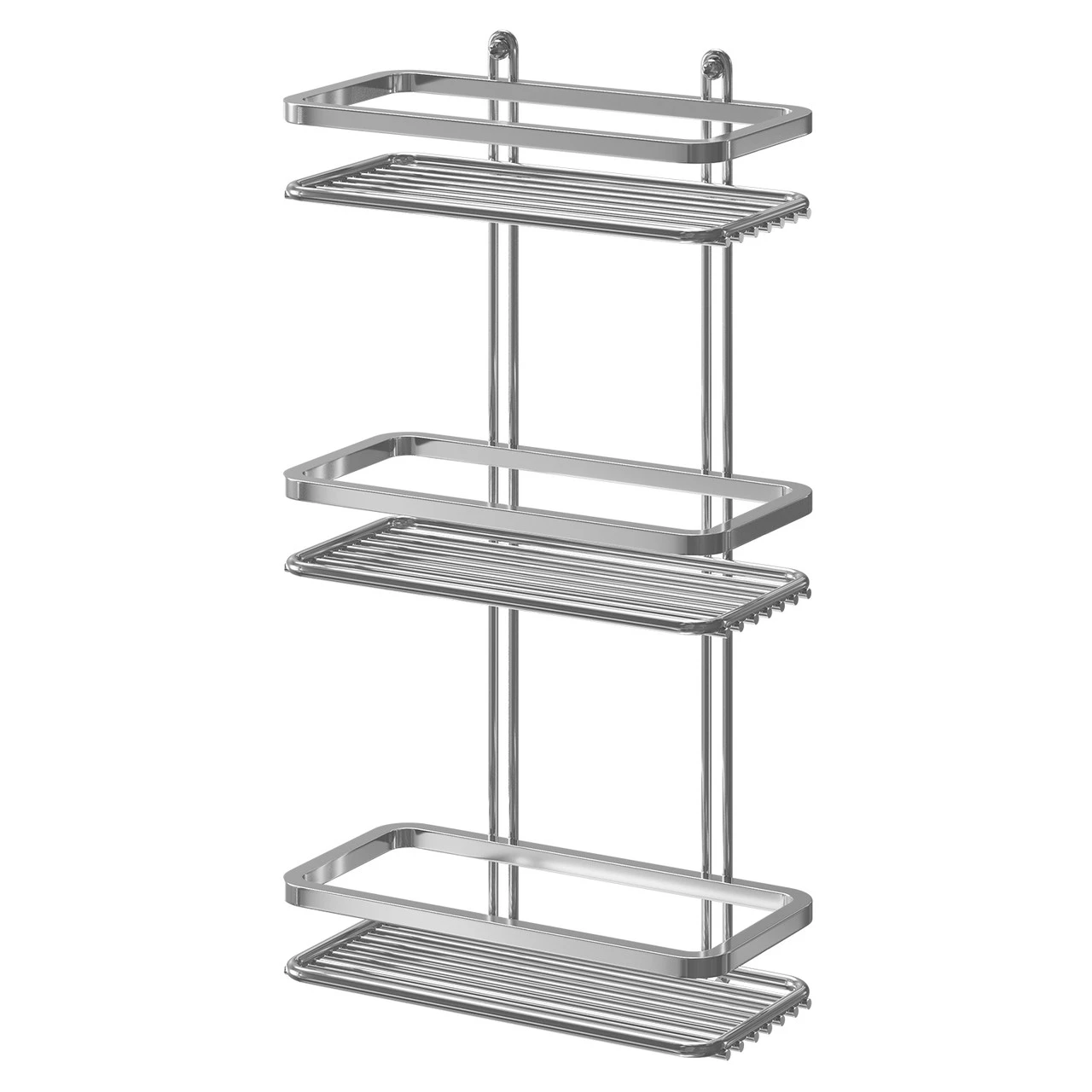 Selena Polished Chrome 3 Tier Wall Mounted Rectangular Shower Basket
