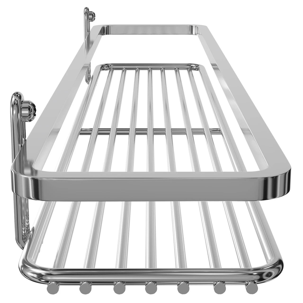 Selena Polished Chrome Large Wall Mounted Rectangular Shower Basket - Image 4