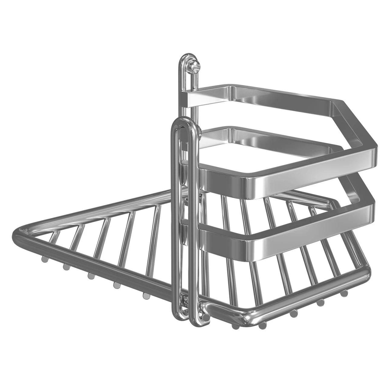 Selena Polished Chrome Wall Mounted Corner Basket - Image 4