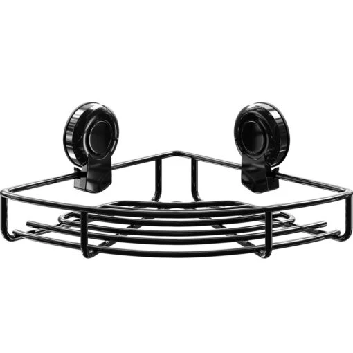SuctionLoc Black Wall Mounted Corner Basket - Image 2