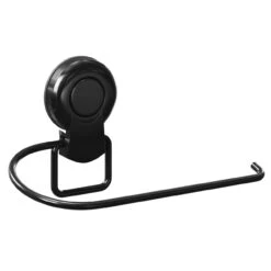 SuctionLoc Black Wall Mounted Toilet Roll Holder -Bathroom Accessories Store suctionloc black wall mounted toilet roll holder left 00700.1658132862
