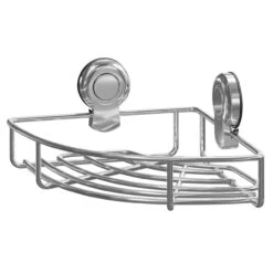 SuctionLoc Chrome Wall Mounted Corner Basket