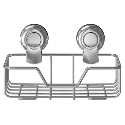 SuctionLoc Chrome Wall Mounted Rectangular Basket - Image 2