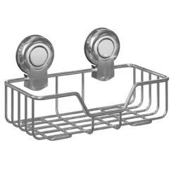 SuctionLoc Chrome Wall Mounted Rectangular Basket -Bathroom Accessories Store suctionloc chrome wall mounted rectangular basket left 21612.1658132860