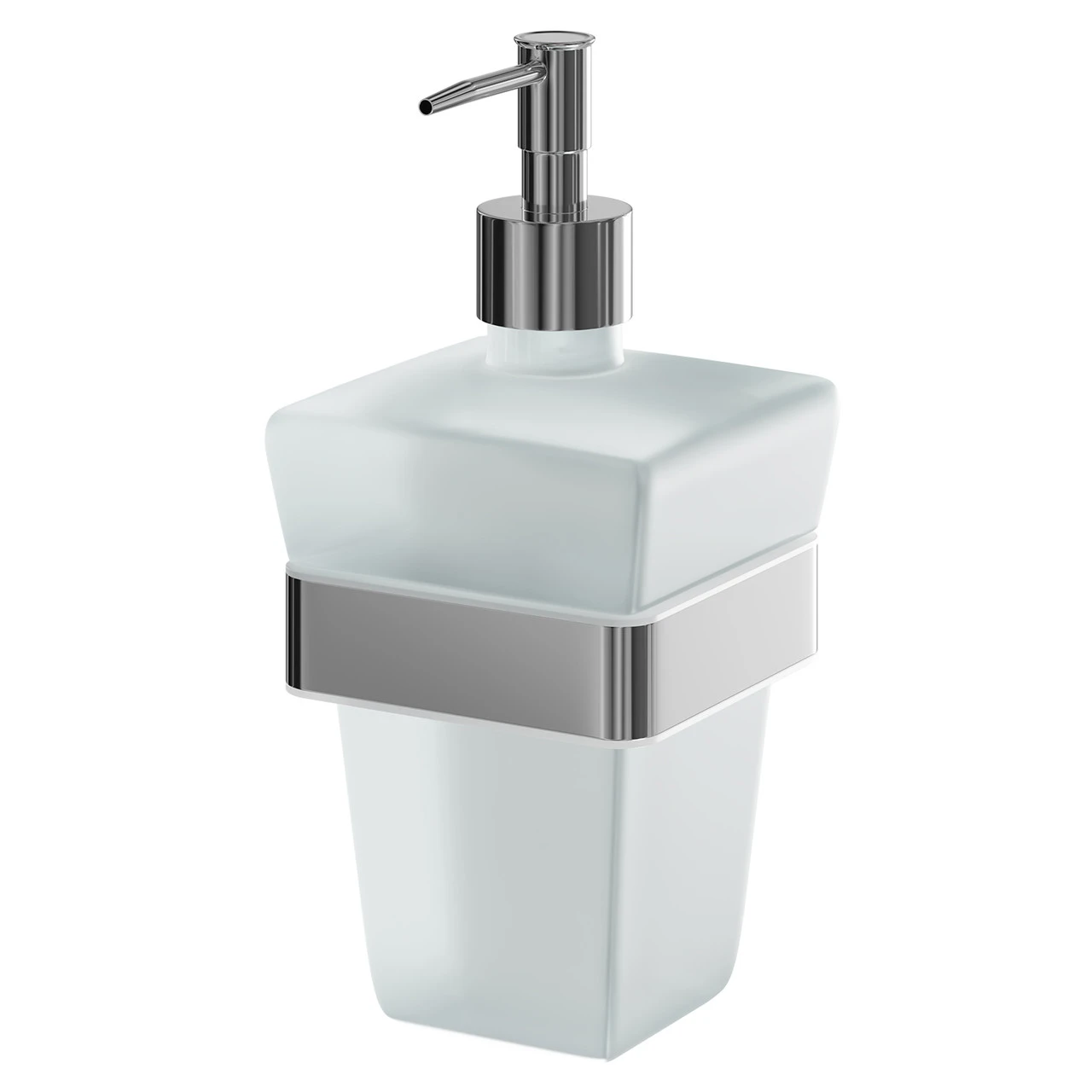 Taurus Polished Chrome And Frosted Glass Wall Mounted Liquid Soap Dispenser