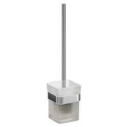 Taurus Polished Chrome And Frosted Glass Wall Mounted Toilet Brush And Holder -Bathroom Accessories Store taurus polished chrome and frosted glass wall mounted toilet brush and holder left 11436.1652444472