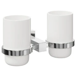Virgo Polished Chrome And White Ceramic Wall Mounted Double Bathroom Tumbler -Bathroom Accessories Store virgo polished chrome and white ceramic wall mounted double bathroom tumbler left 00281.1652444698