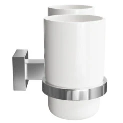 Virgo Polished Chrome And White Ceramic Wall Mounted Double Bathroom Tumbler -Bathroom Accessories Store virgo polished chrome and white ceramic wall mounted double bathroom tumbler side 51520.1652444698