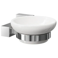 Virgo Polished Chrome And White Ceramic Wall Mounted Soap Dish