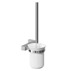 Windsor. Virgo Polished Chrome And White Ceramic Wall Mounted Toilet Brush And Holder