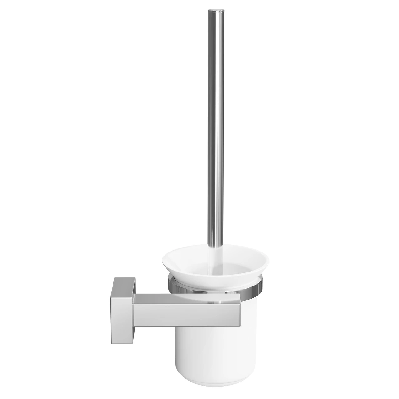 Windsor. Virgo Polished Chrome And White Ceramic Wall Mounted Toilet Brush And Holder - Image 4