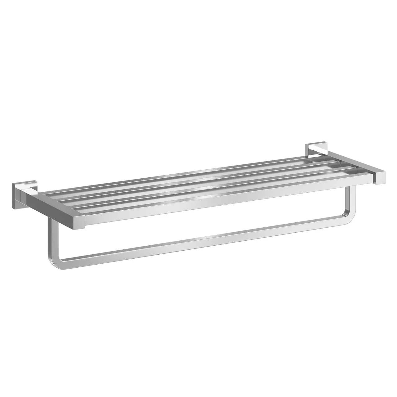 Virgo Polished Chrome Wall Mounted Towel Shelf With Towel Rail - Image 3