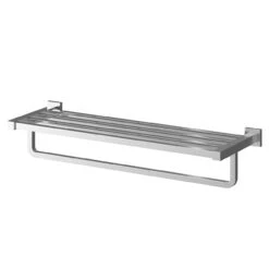 Virgo Polished Chrome Wall Mounted Towel Shelf With Towel Rail