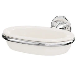 Windsor. Windsor 1930 Traditional Polished Chrome And White Ceramic Wall Mounted Soap Dish